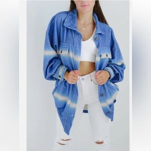 FREE PEOPLE - Oversized Blue Printed Ruby Jacket Shacket